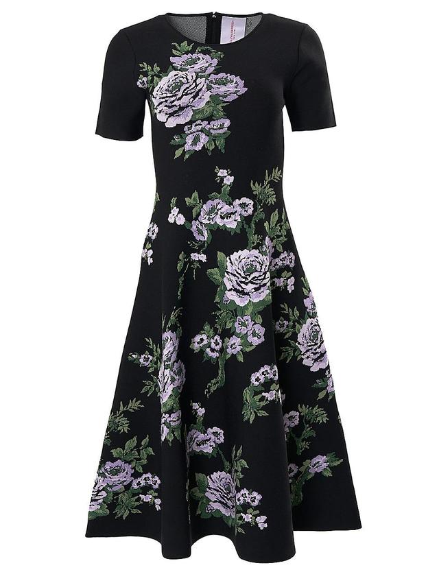 Womens Knit Floral Jacquard Knee-Length Dress Product Image