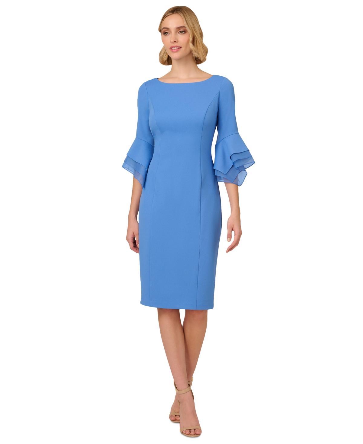 Adrianna Papell Tiered Sleeve Crepe Dress Product Image