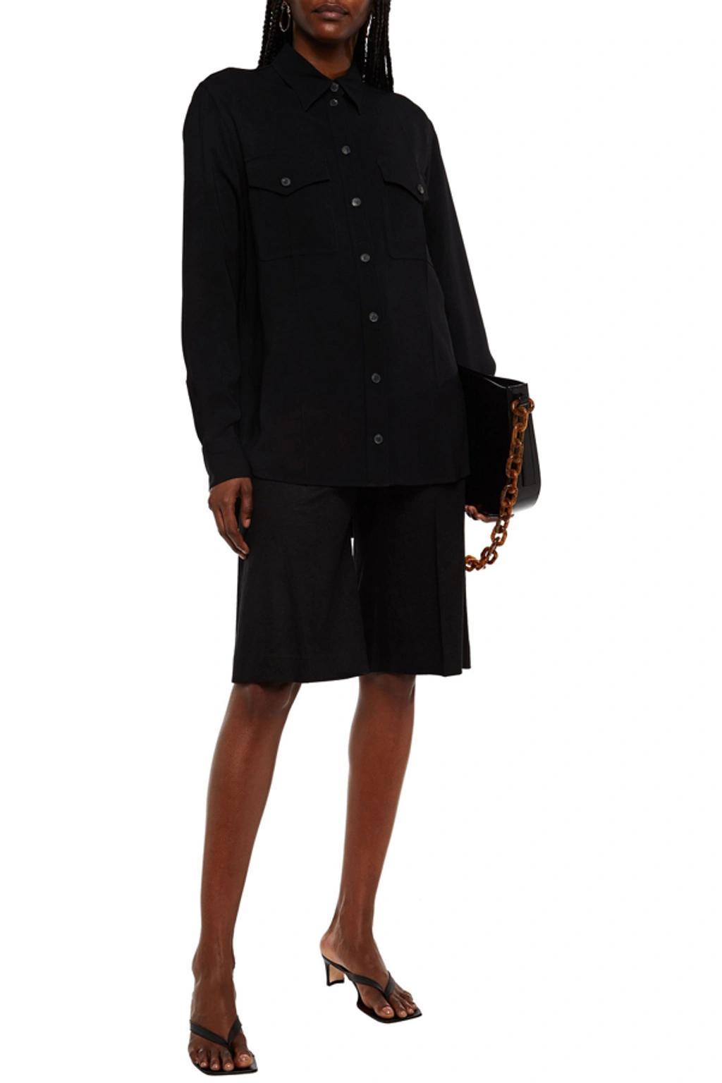 Silk Crepe De Chine Shirt In Black Product Image