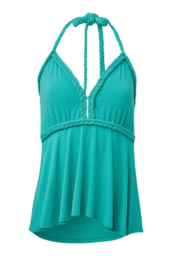 Braided Halter Top - Turquoise Product Image