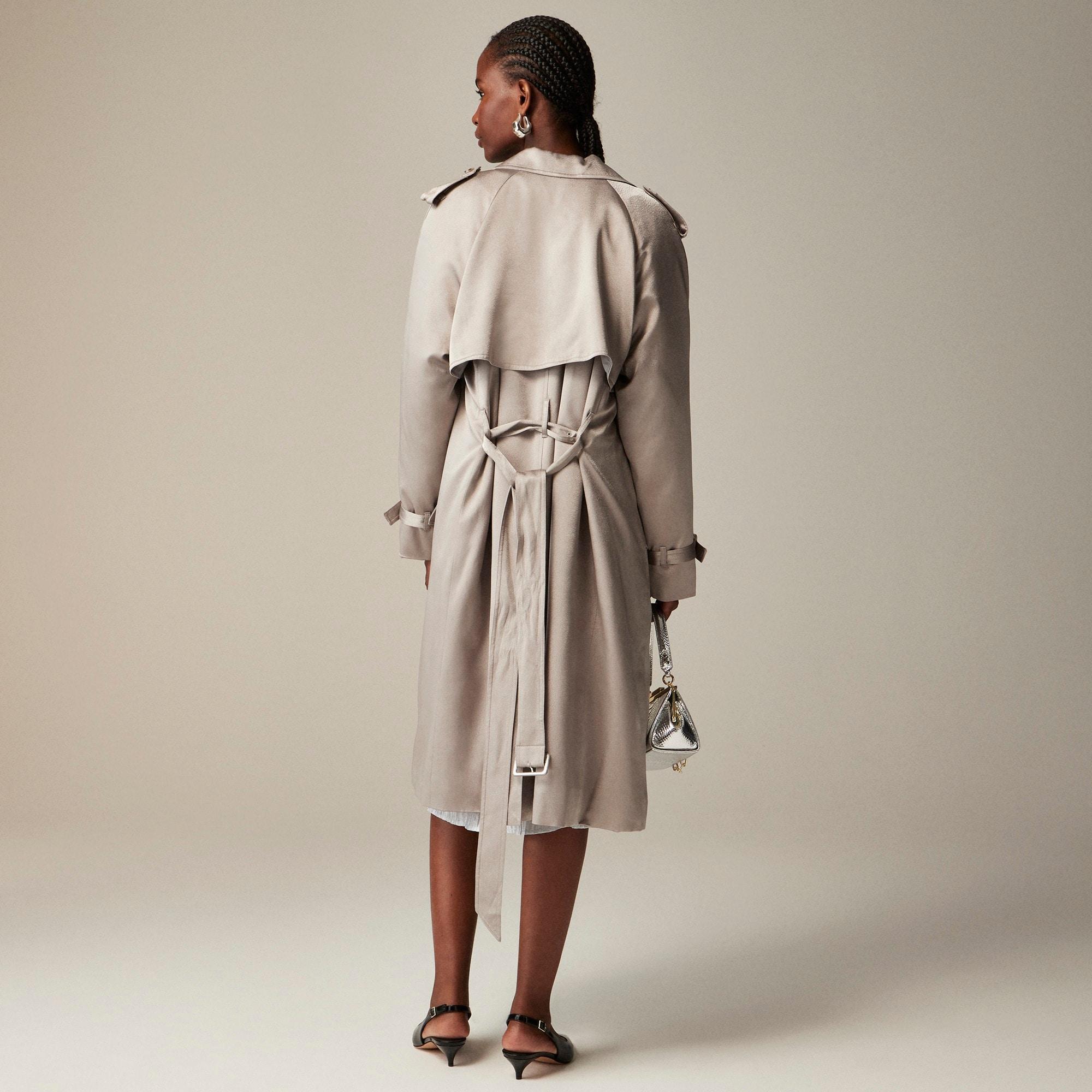 Relaxed trench coat in satin crepe Product Image