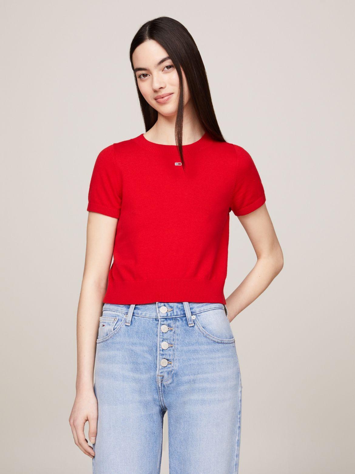 Tommy Hilfiger Women's Solid Cropped Crewneck Sweater product image