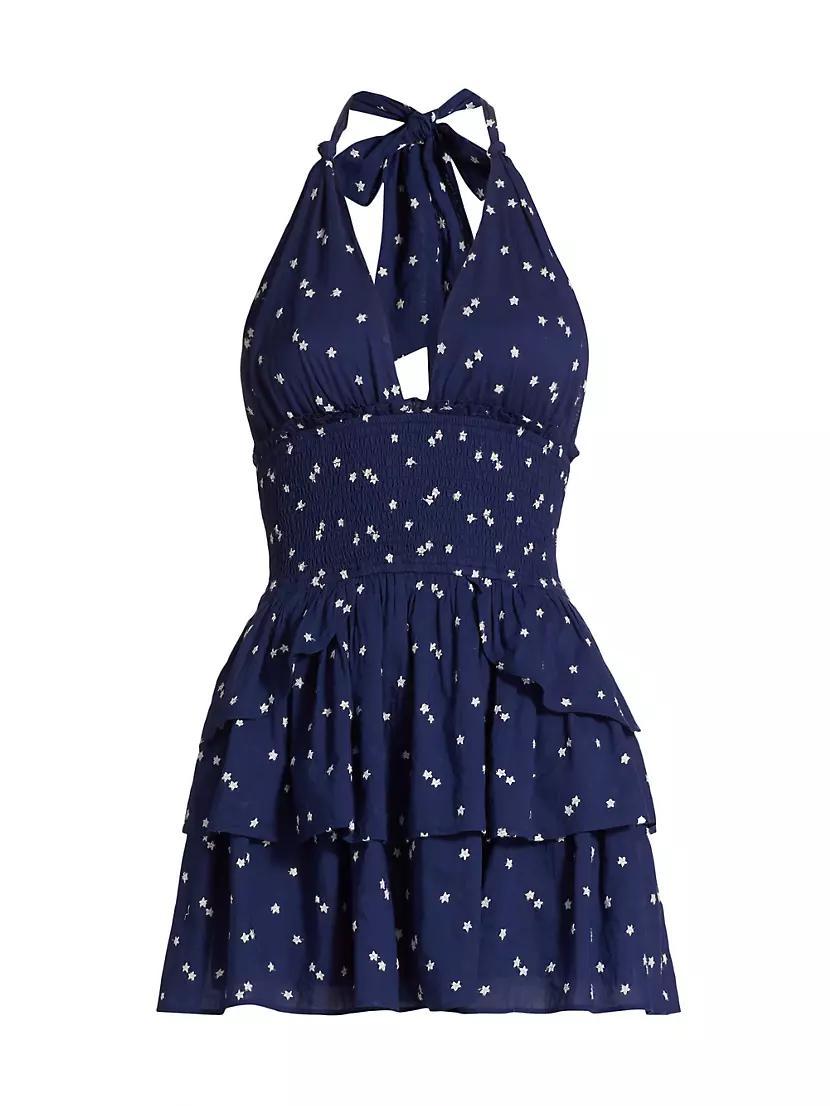 Deanna Star-Embroidered Halter Minidress Product Image