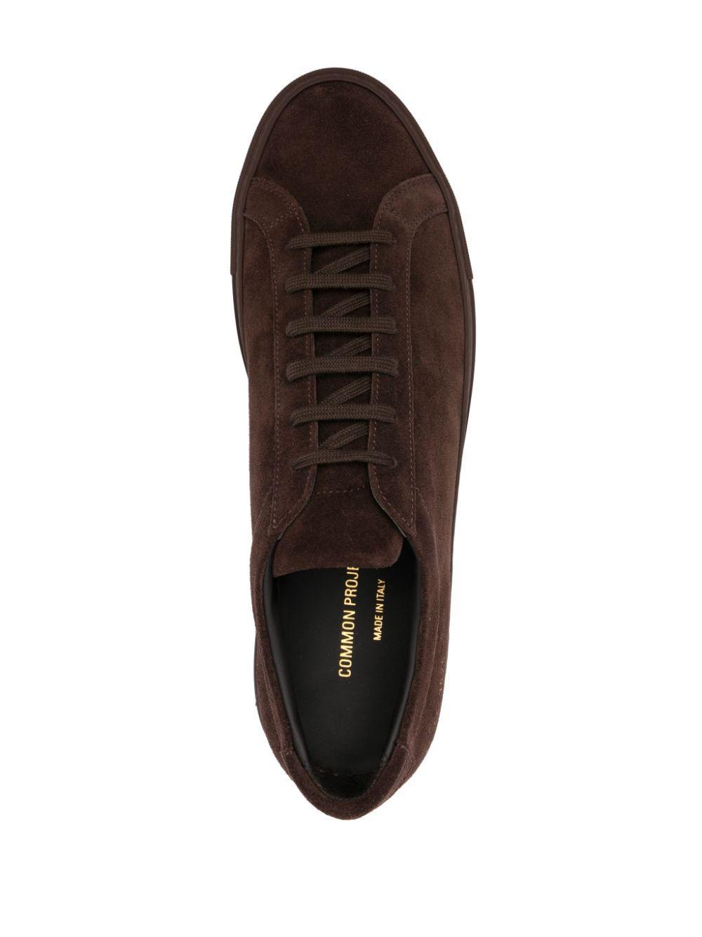 COMMON PROJECTS Mens Clay Suede Achilles Low Number-print Suede Low-top Trainers In Brown Product Image