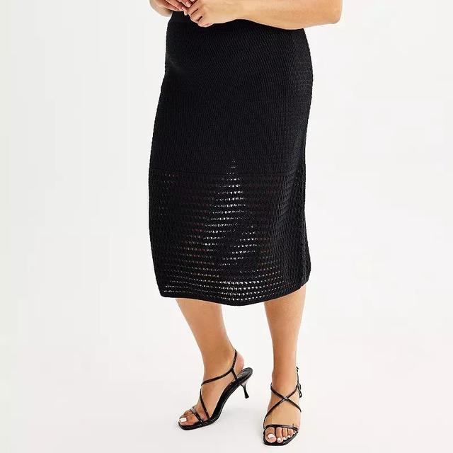 Plus Size Nine West Crochet Midi Pencil Skirt, Womens Product Image