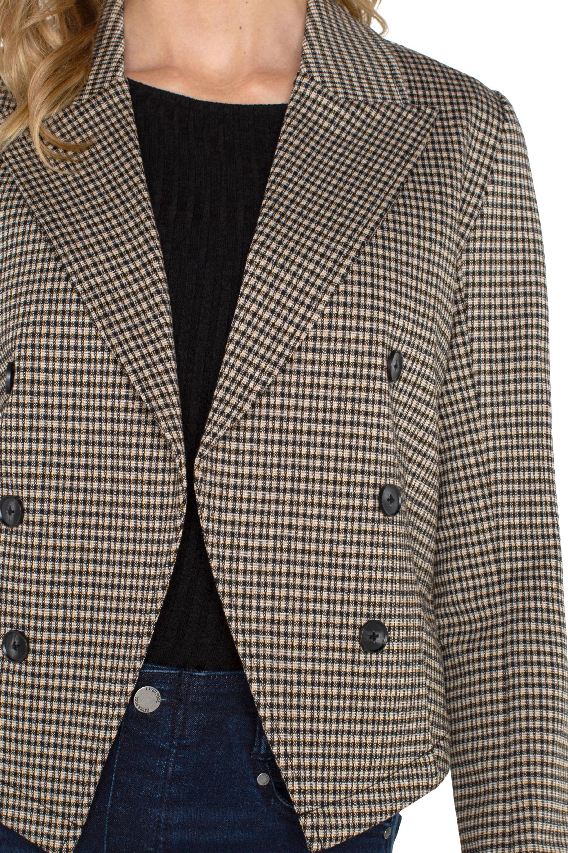 Open Front Blazer - Black/Tan Check Product Image