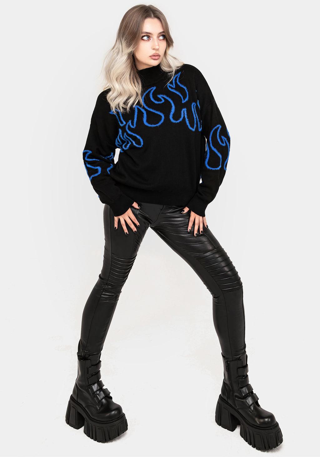 Blaze Flame Knit Sweater - Blue Product Image