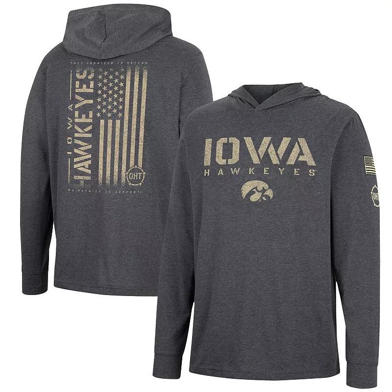 Mens Colosseum Heather Black Iowa Hawkeyes Team OHT Military Appreciation Long Sleeve Hoodie T-Shirt Product Image