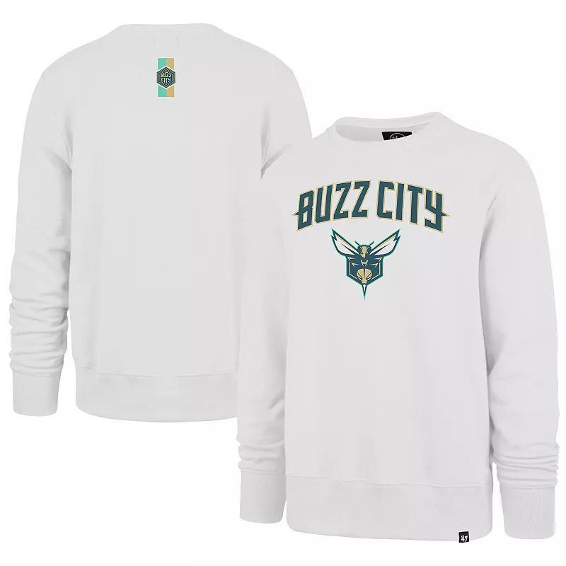 Mens 47 Brand White Charlotte Hornets 2023/24 City Edition Postgame Headline Crew Pullover Sweatshirt Product Image