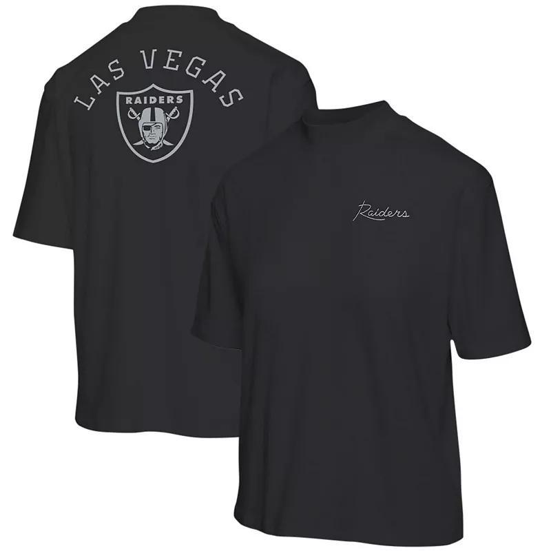 Womens Black Las Vegas Raiders Half-Sleeve Mock Neck T-shirt Product Image