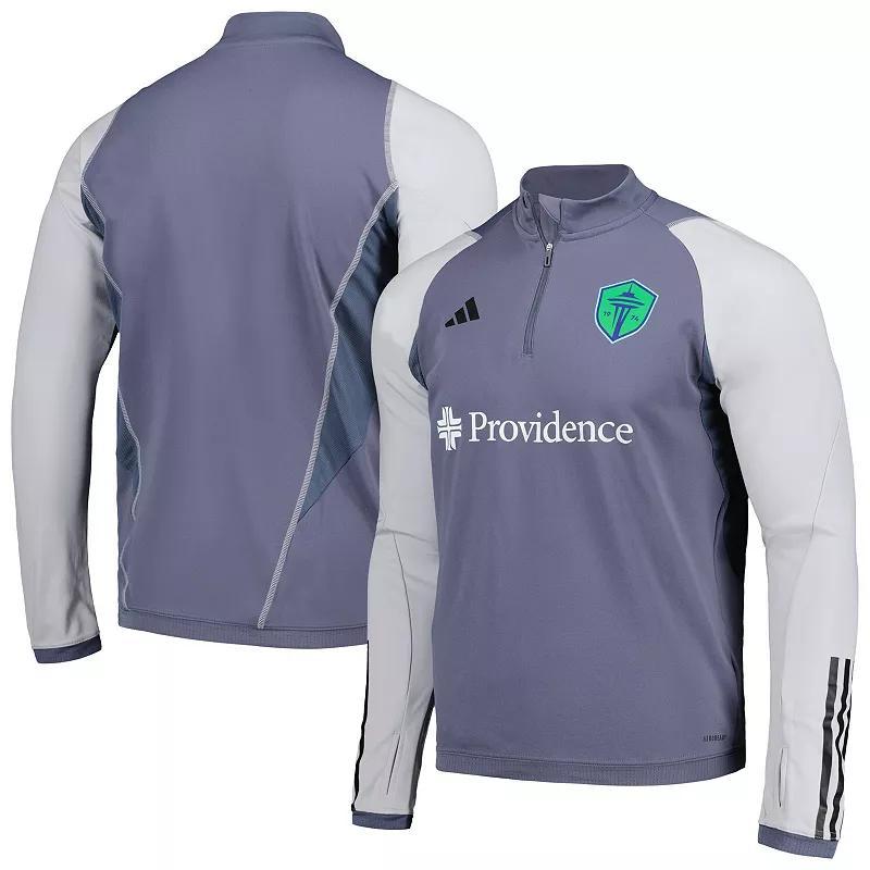 Mens adidas Gray Seattle Sounders FC 2024 On-Field AEROREADY Quarter-Zip Training Top Product Image