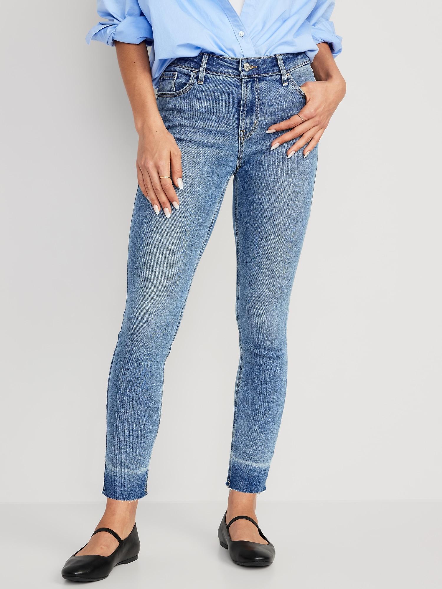 Mid-Rise Rockstar Super Skinny Cut-Off Ankle Jeans for Women product image