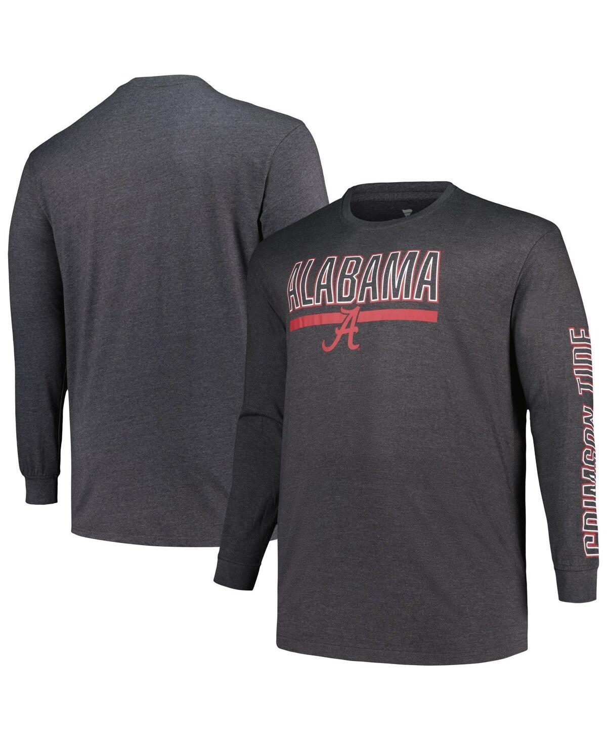 Mens Profile Heather Charcoal Alabama Crimson Tide Big & Tall Two-Hit Graphic Long Sleeve T-Shirt Product Image