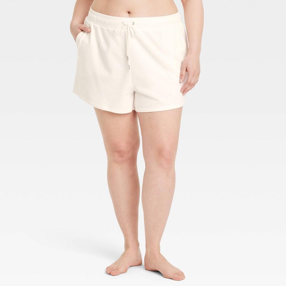 Womens Brushed Fleece Shorts - Auden Cream 1X Product Image