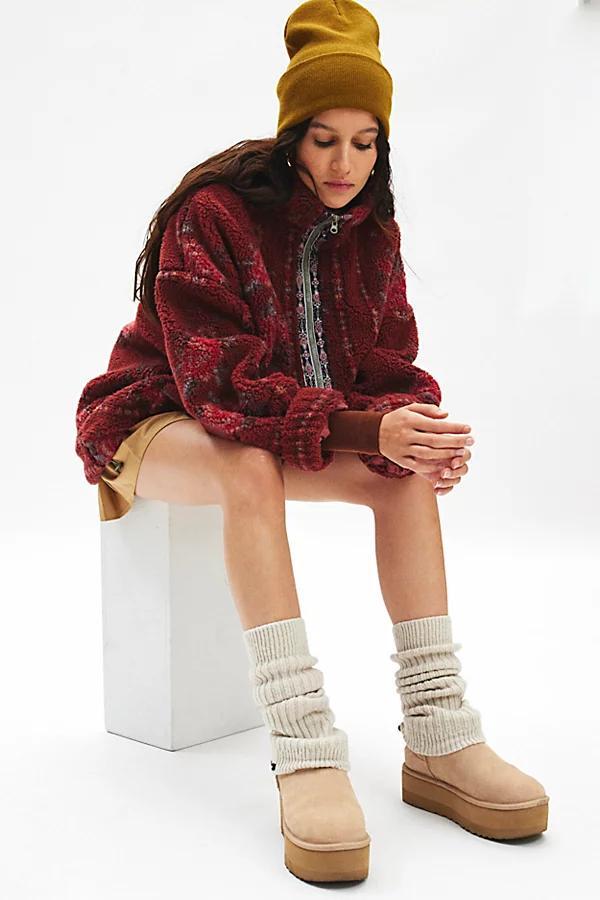 BDG Mae Printed Piled Fleece Zip-Up Jacket Womens at Urban Outfitters Product Image