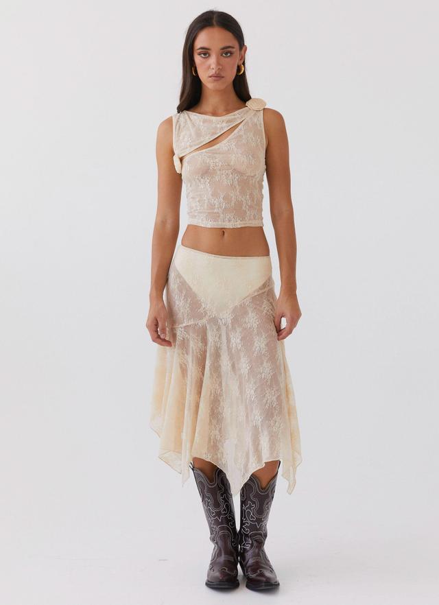 Nakia Lace Midi Skirt - Ivory Product Image