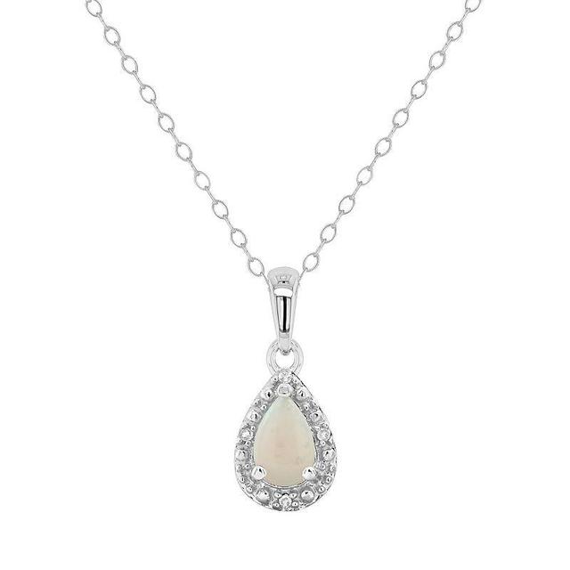 Celebration Gems Sterling Silver Pear Shaped Diamond Accent Frame Pendant Necklace, Womens White Product Image