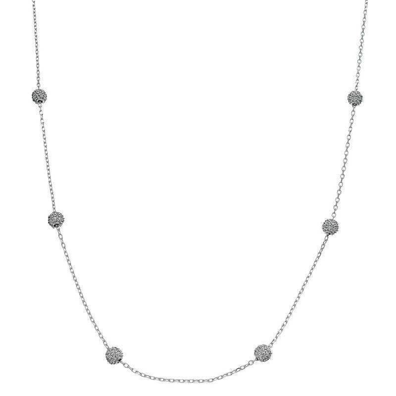 Rosabella Sterling Silver Cubic Zirconia Ball Station Necklace, Womens Product Image