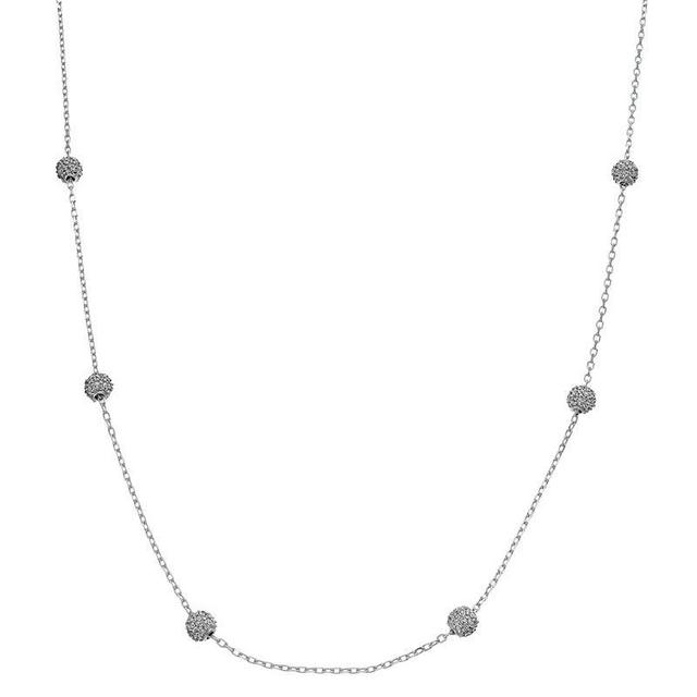 Rosabella Sterling Silver Cubic Zirconia Ball Station Necklace, Womens Product Image