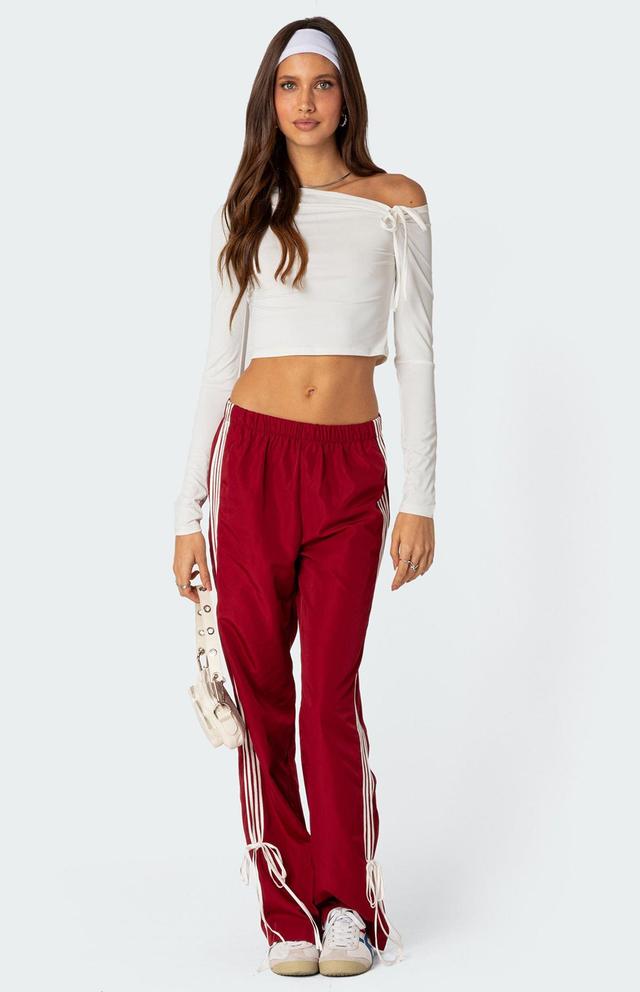 Edikted Women's Remy Bow Ribbon Track Pants Product Image