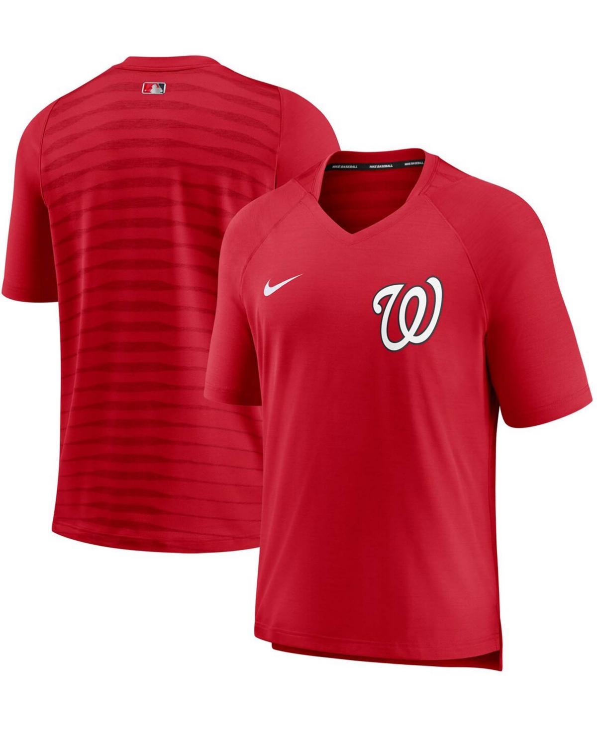 Mens Red Washington Nationals Authentic Collection Pregame Performance V-Neck T-shirt Product Image