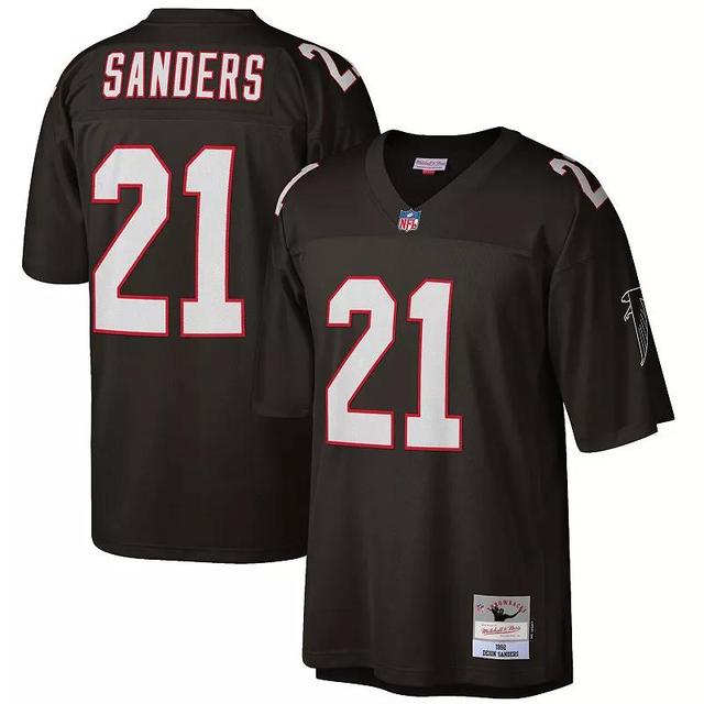 Mens Mitchell & Ness Deion Sanders Black Atlanta Falcons Big and Tall 1992 Retired Player Replica Jersey - Black Product Image