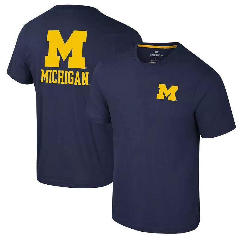 Mens Colosseum Michigan Wolverines Logo Lockup 2-Hit Active Blend T-Shirt Blue Product Image