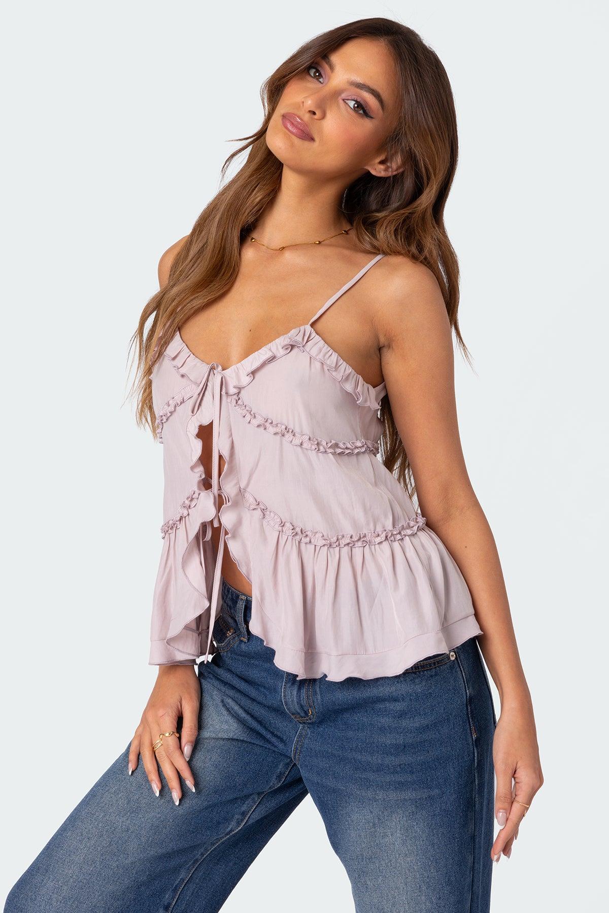 Juniper Tie Front Ruffled Top Product Image