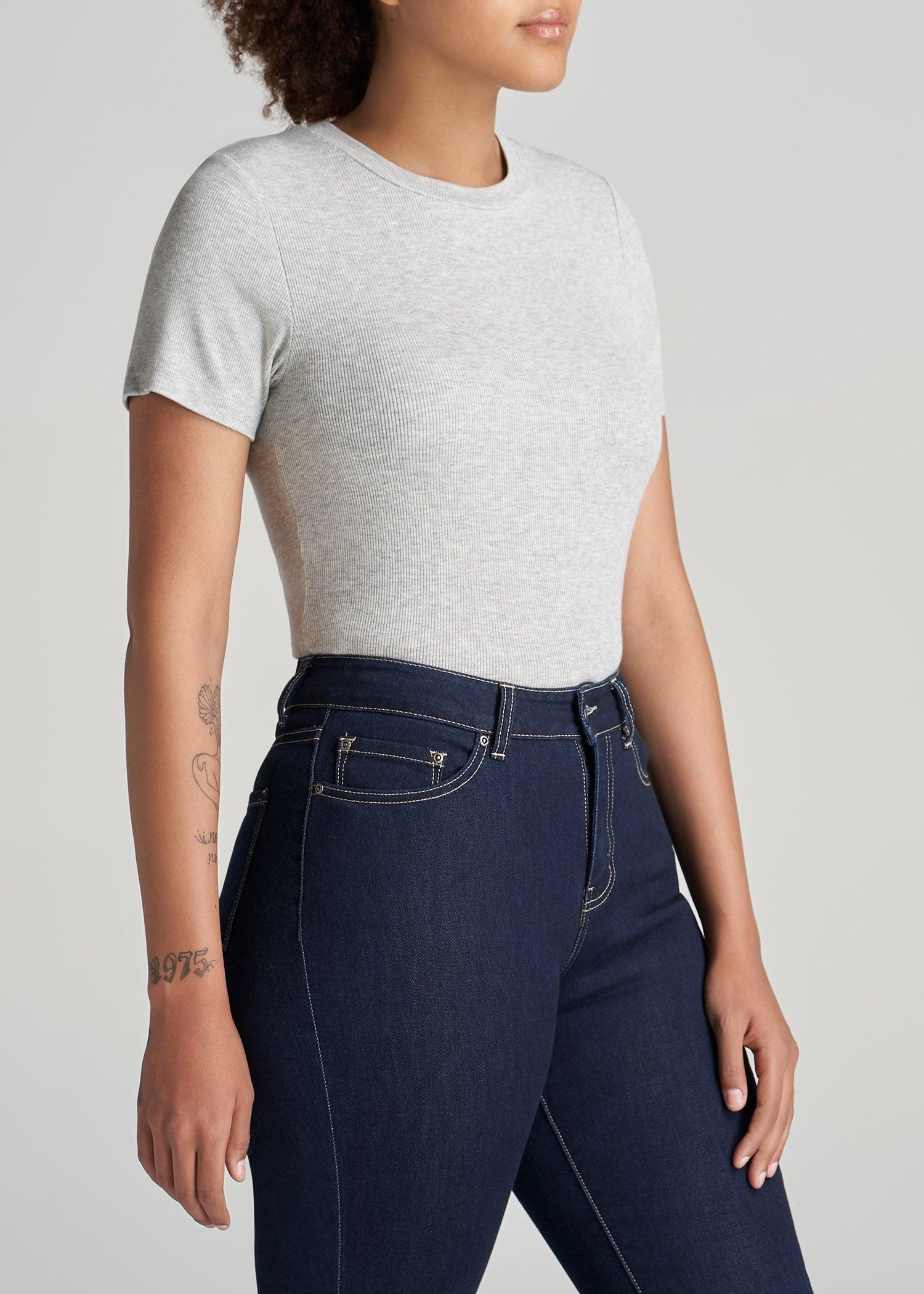 FITTED Ribbed Tee in Grey Mix - Women's Tall T-Shirts Product Image