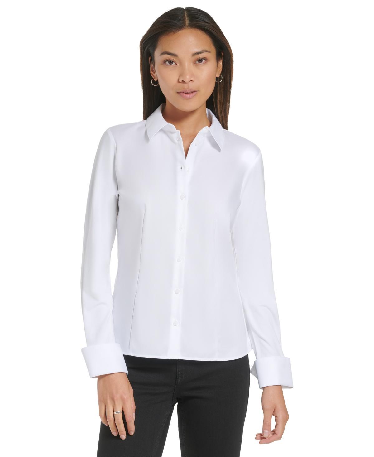 Calvin Klein Womens Knit Accent Shirt - Birch Product Image