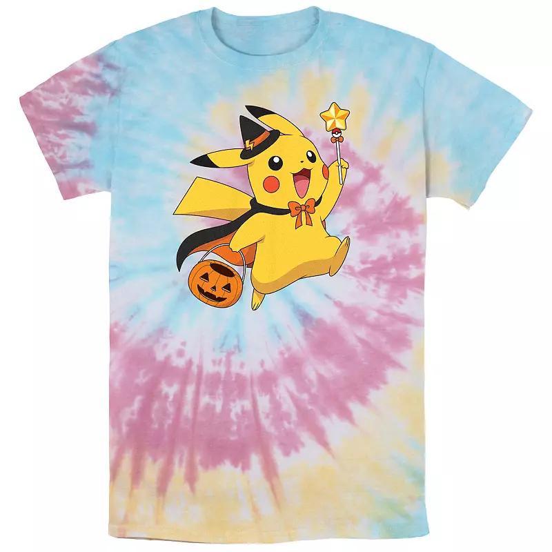 Mens Pokmon Pikachu Wizard Costume Pumpkin Basket Spiral Tie Dye Tee Product Image