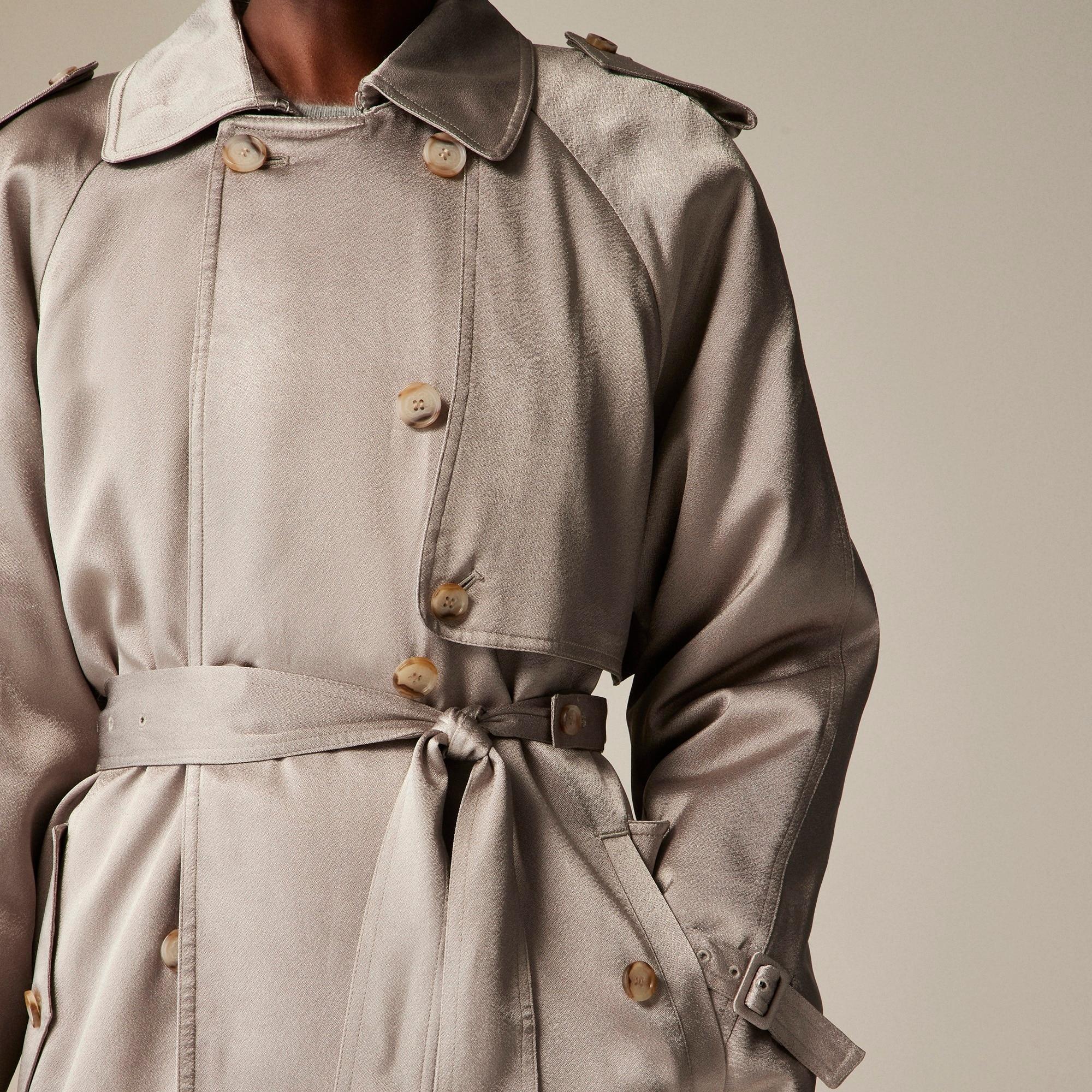 Relaxed trench coat in satin crepe Product Image