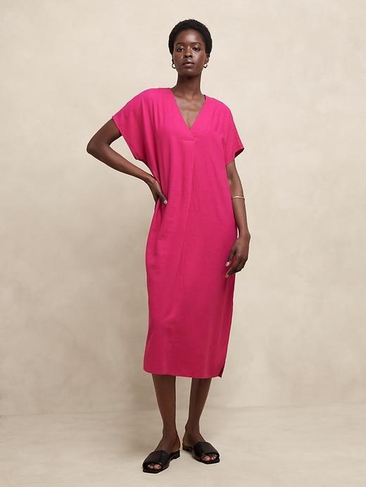 Linen-Blend Kaftan Midi Dress product image