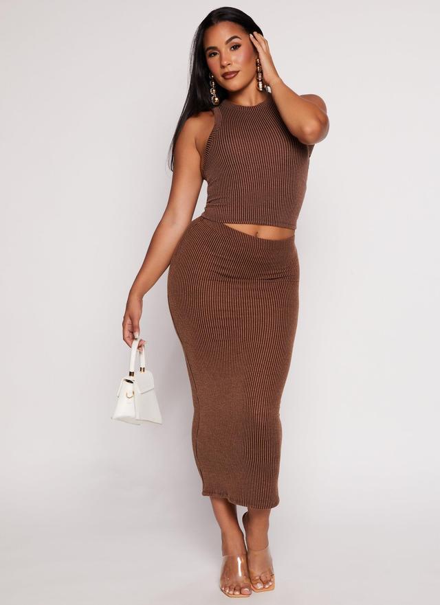 Womens Ribbed Knit Cropped Tank Top and Maxi Skirt Product Image