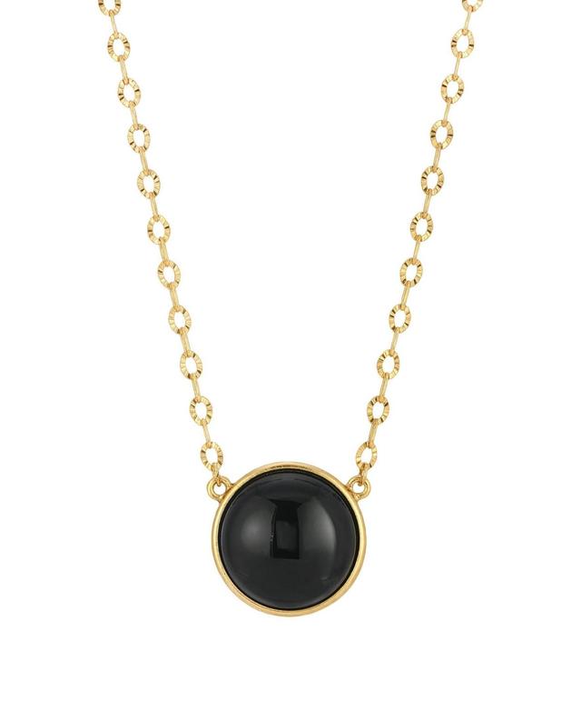 1928 Gold Tone Simulated Onyx Necklace, Womens, Black Product Image