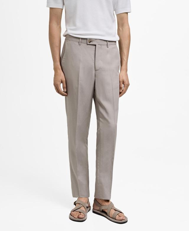 Mango Mens Linen-Blend Suit Pants - Light Product Image