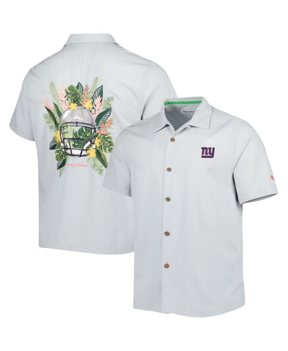 Mens Tommy Bahama Gray New York Giants Coconut Point Frondly Fan Camp IslandZone Button-Up Shirt Product Image