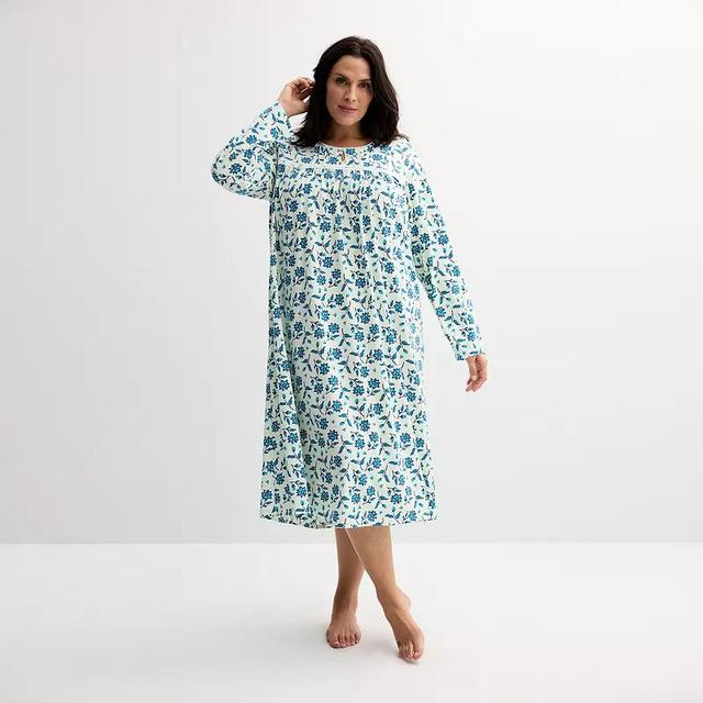 Plus Size Croft & Barrow Long Sleeve Nightgown, Womens Product Image