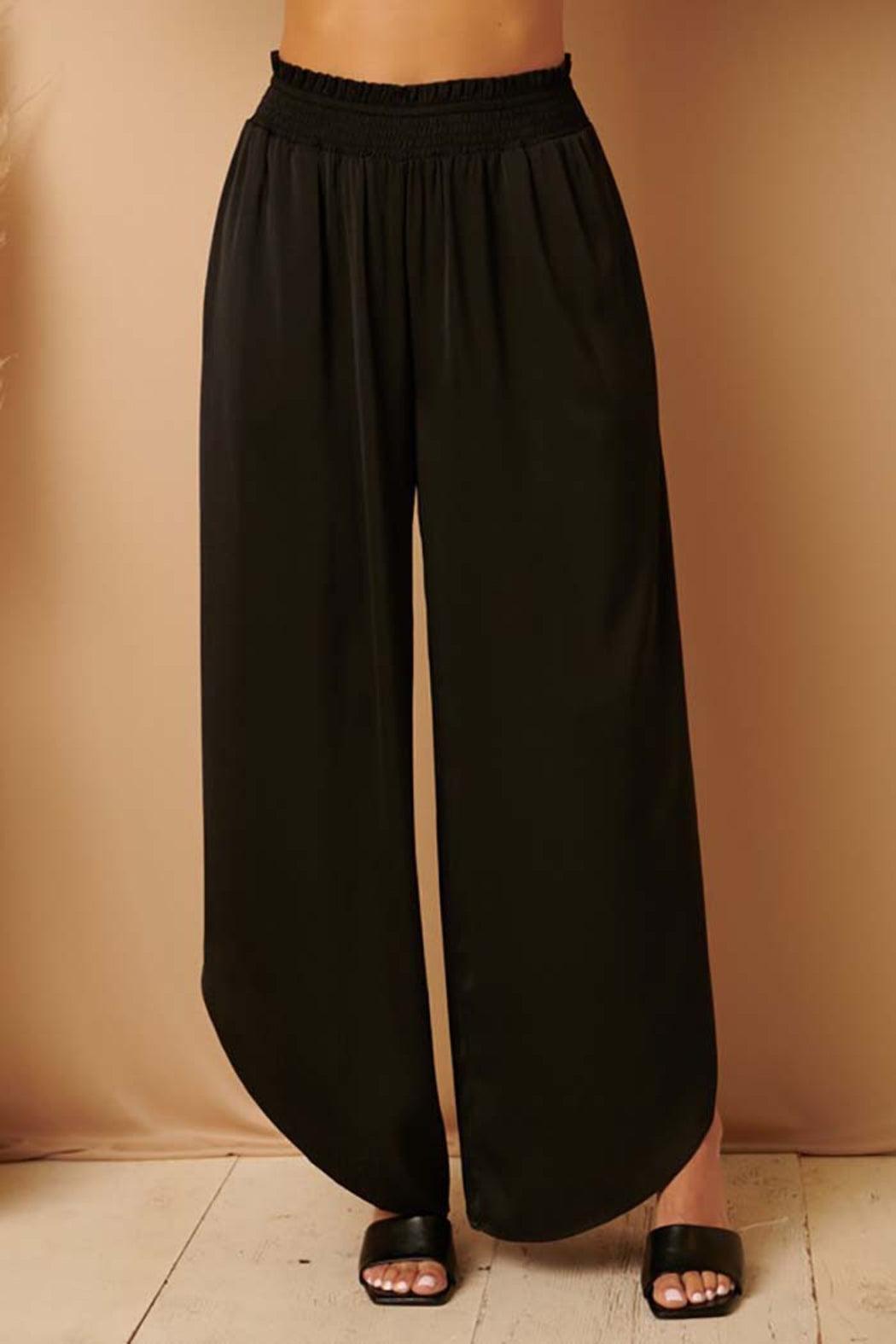 SMOCKING WAIST BAND WIDE LEG PANTS Female Product Image