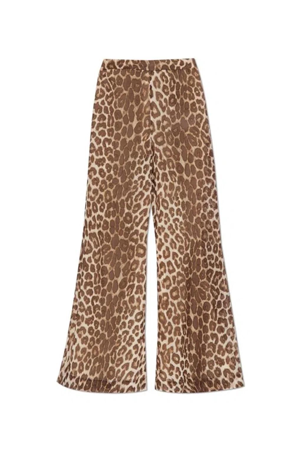 Leopard Printed Flared Trousers In Multi Product Image