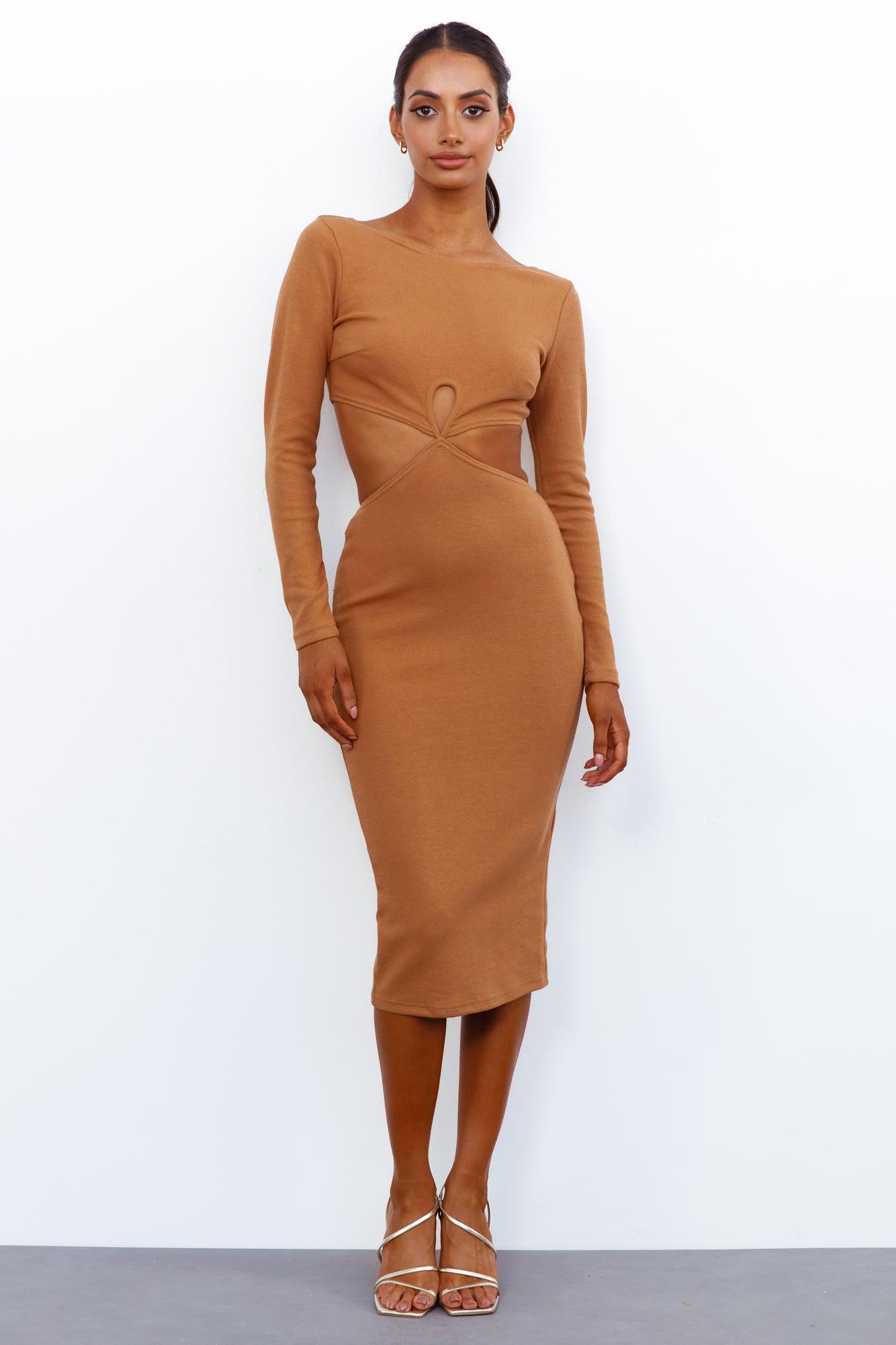 Steaming Hot Midi Dress Mocha Product Image