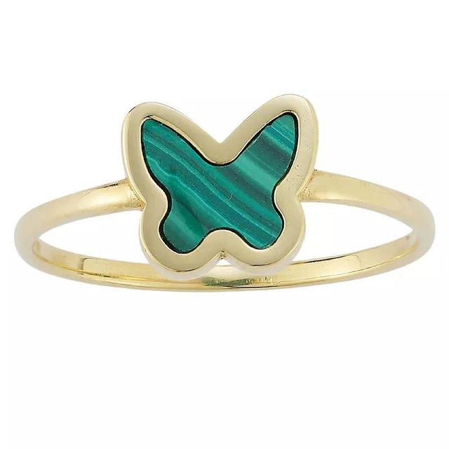 LUMINOR GOLD 14k Gold Malachite Butterfly Ring, Womens Product Image