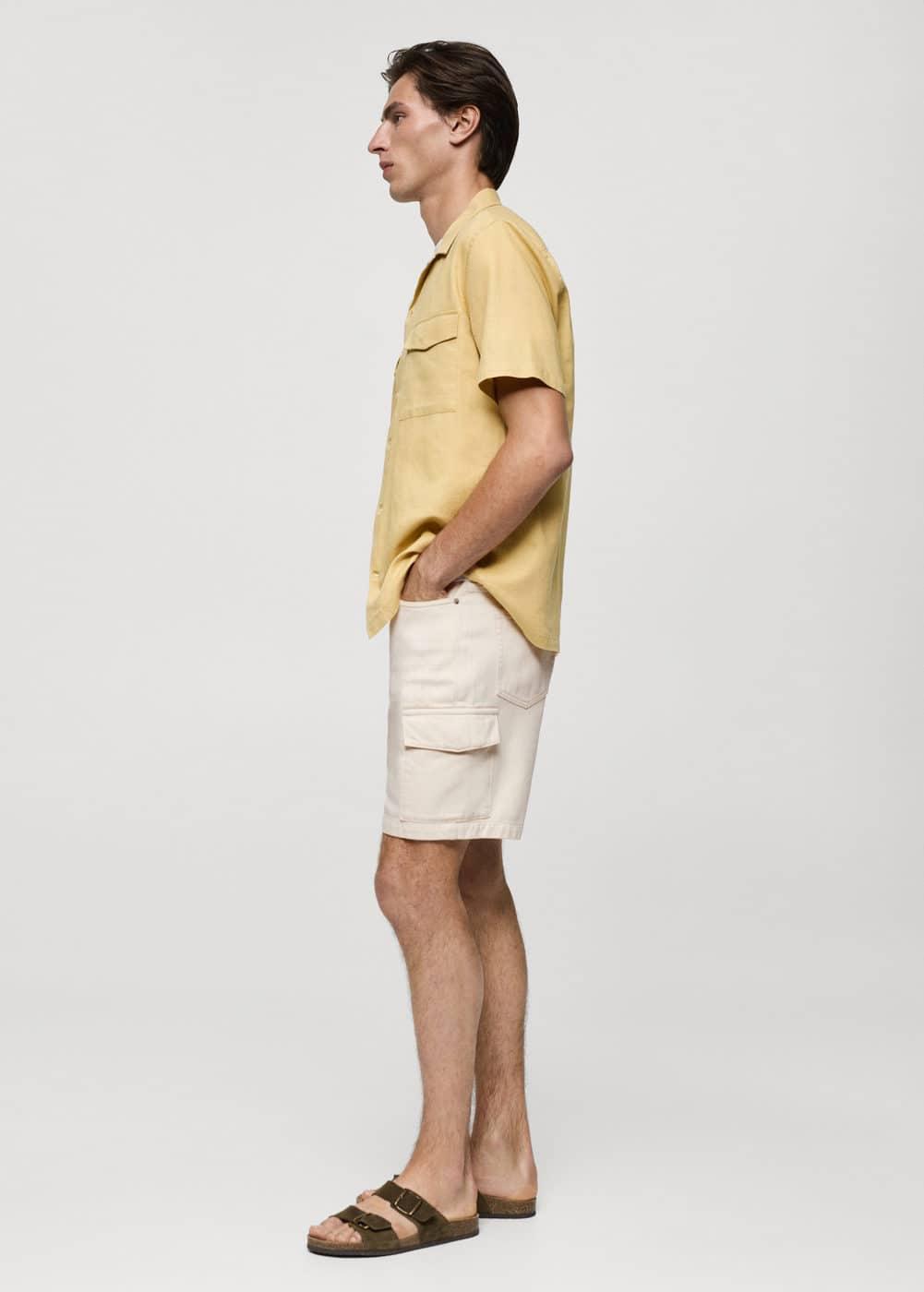 MANGO MAN - Denim cotton cargo shorts off whiteMen Product Image