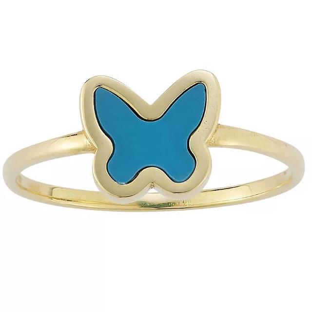 LUMINOR GOLD 14k Gold Turquoise Butterfly Ring, Womens Product Image