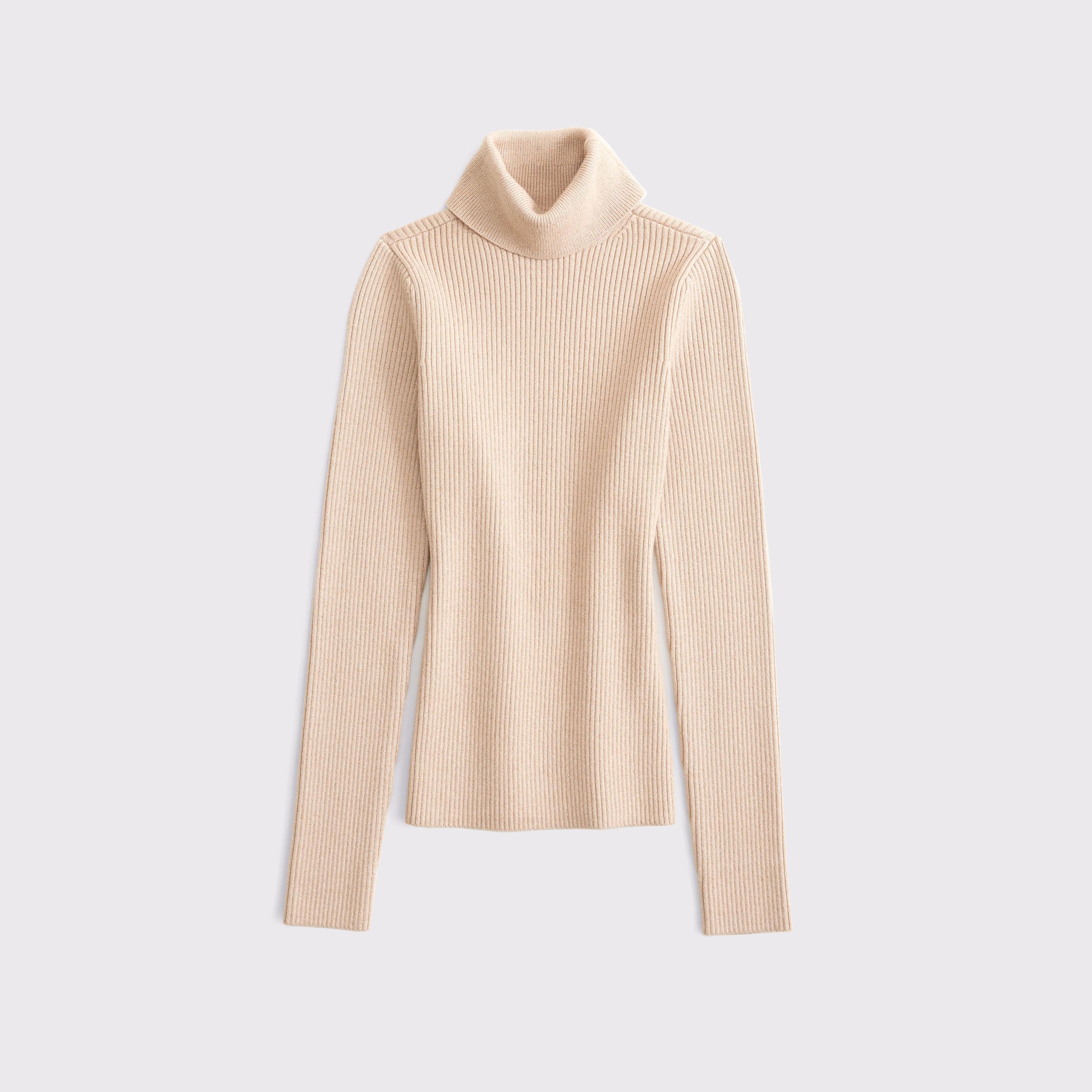 LuxeLoft Lurex Slim Ribbed Turtleneck Top Product Image