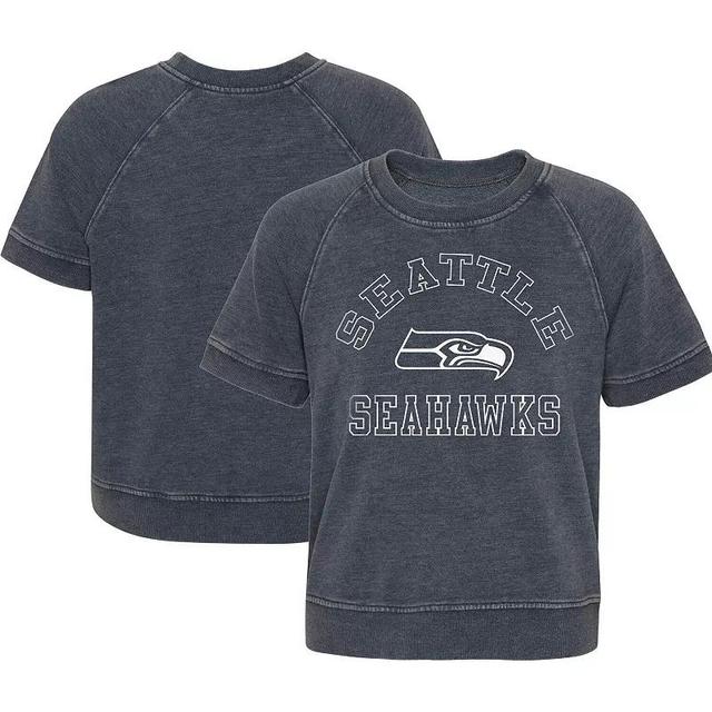 Girls Juniors Heather Charcoal Seattle Seahawks Cheer Squad Raglan T-Shirt, Womens Product Image