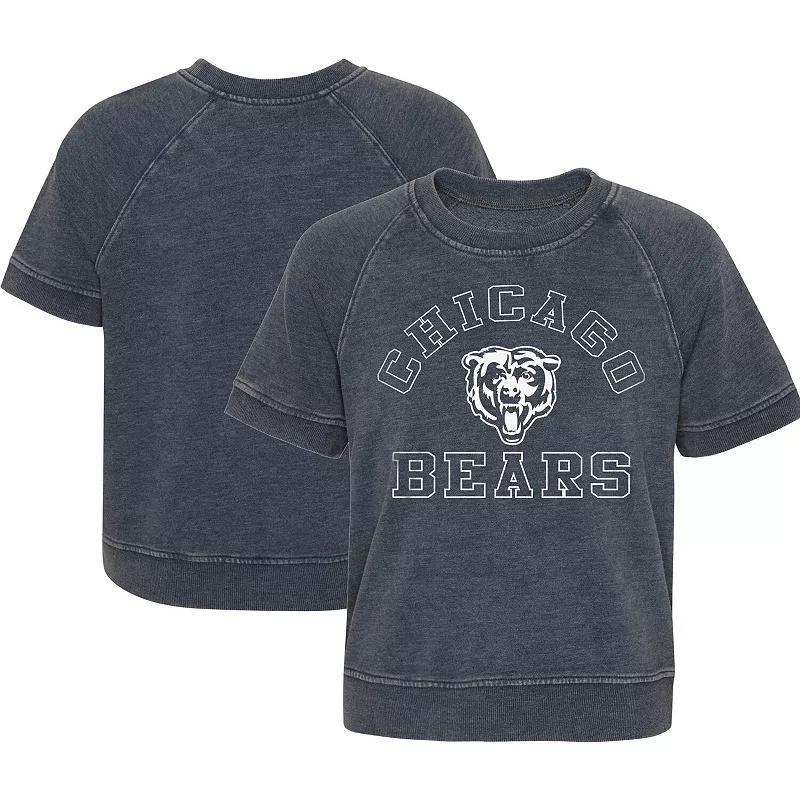 Girls Juniors Heather Charcoal Chicago Bears Cheer Squad Raglan T-Shirt, Womens Product Image