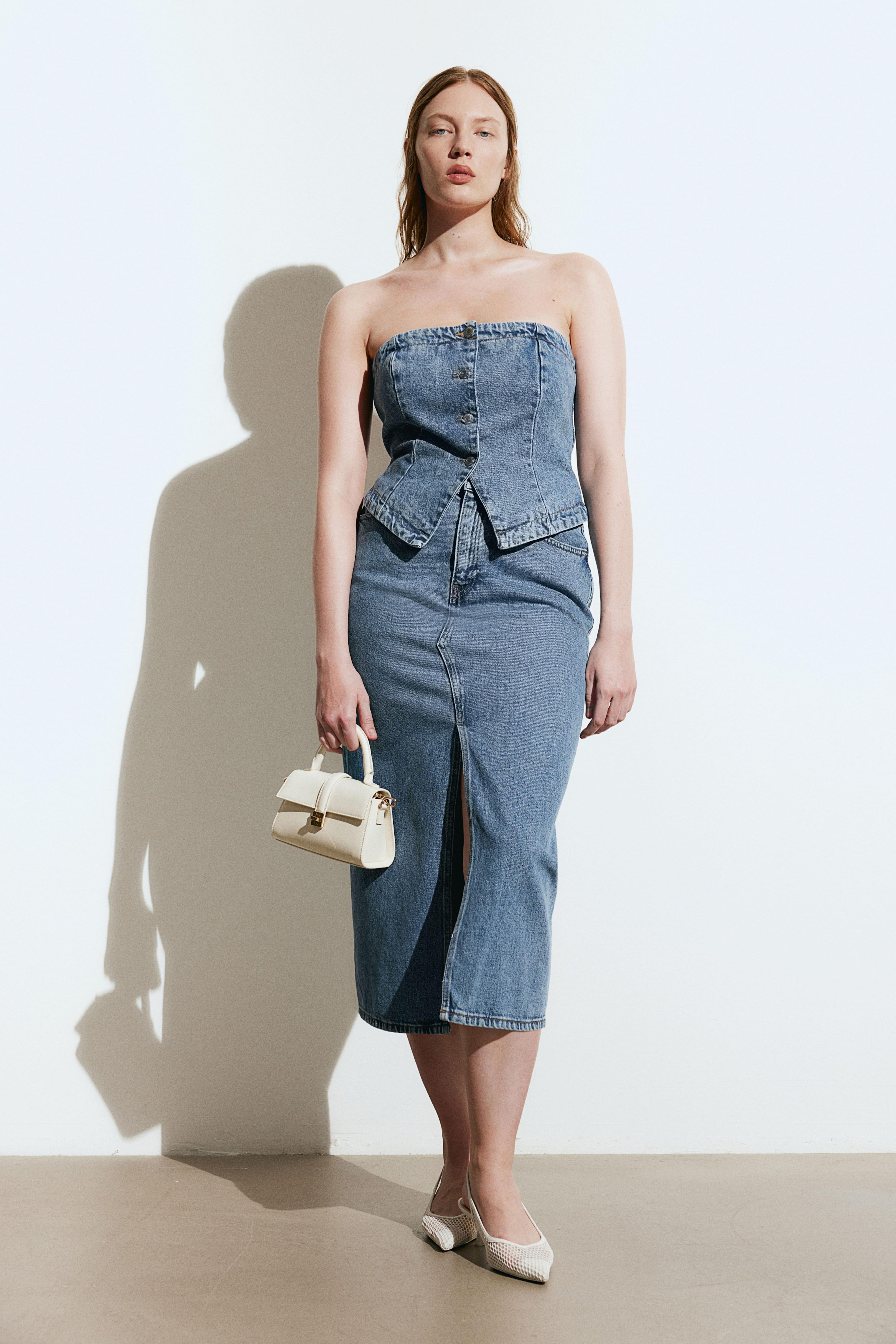 Denim Midi Skirt Product Image