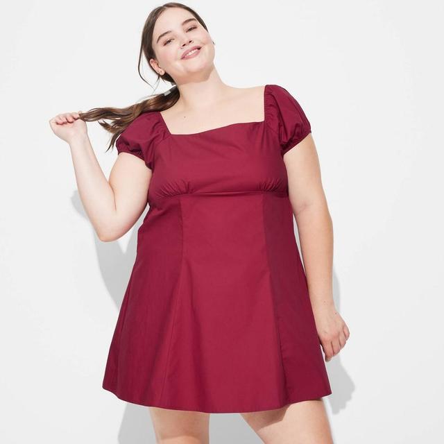 Womens Game Day Puff Short Sleeve Mini Dress - Wild Fable Maroon XXL Product Image