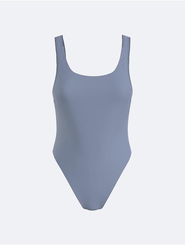 Calvin Klein Womens Plus Size Core Tonal Scoopneck One Piece Swimsuit - Blue - 1X Product Image